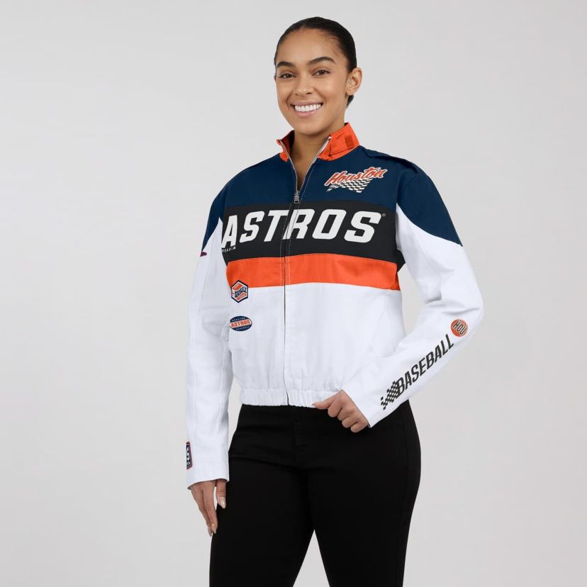 MLB Orange/White Houston Astros Racing Full-Zip Jacket
