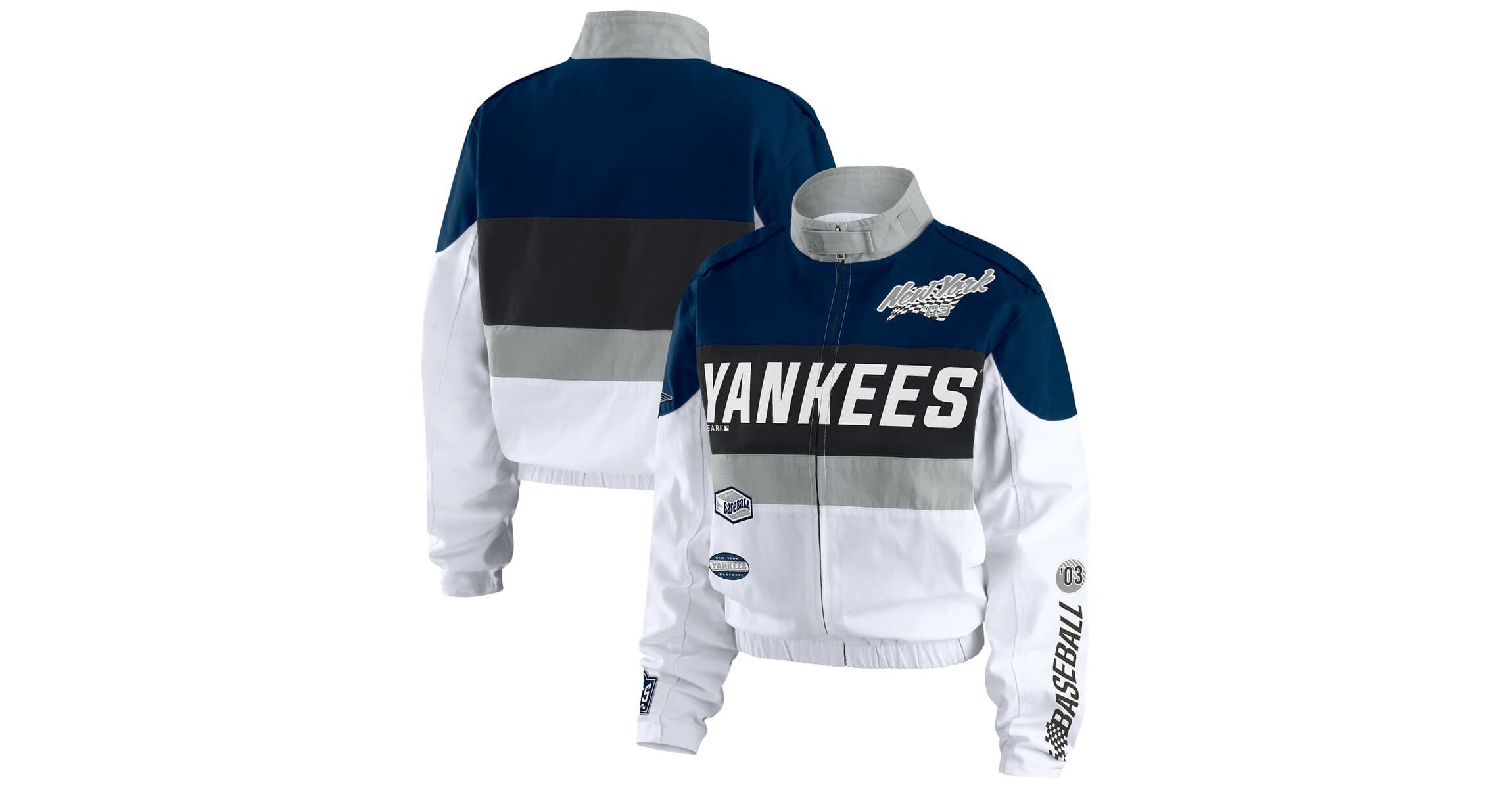 MLB Navy/White New York Yankees Racing Full-Zip Jacket