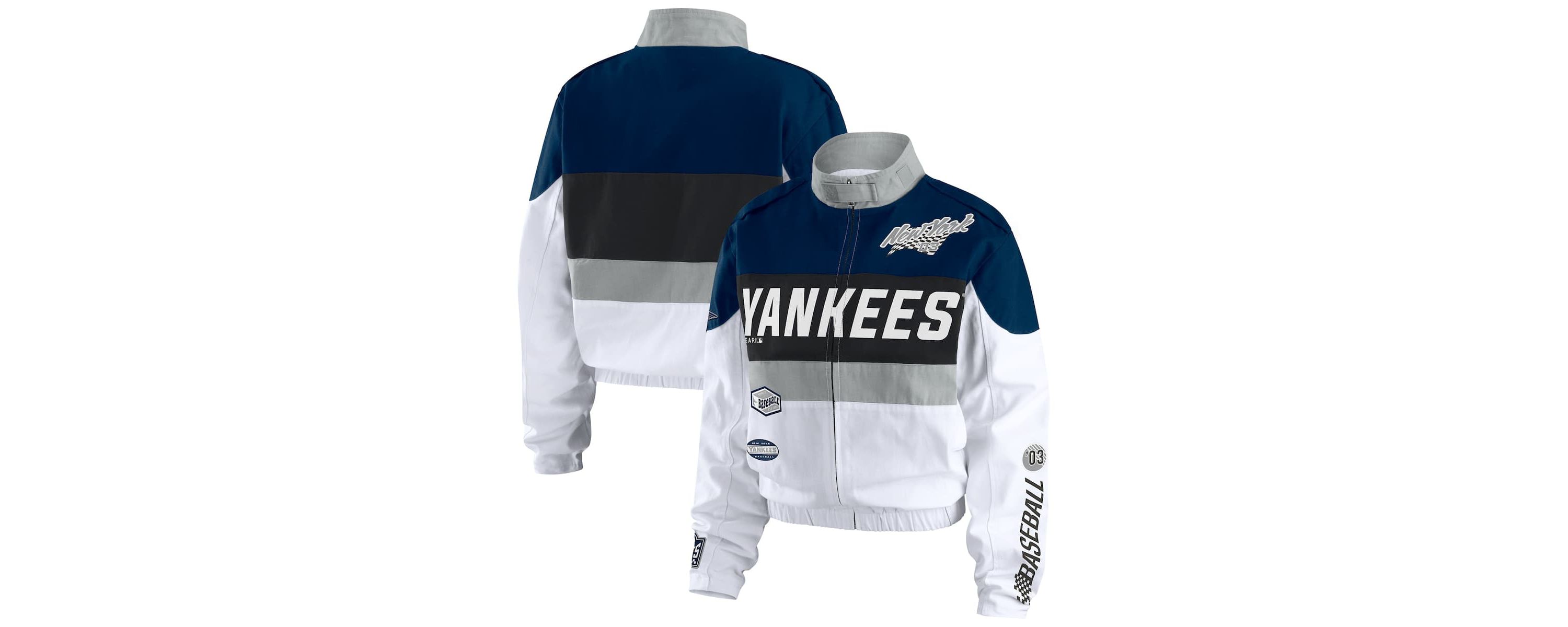 MLB Navy/White New York Yankees Racing Full-Zip Jacket