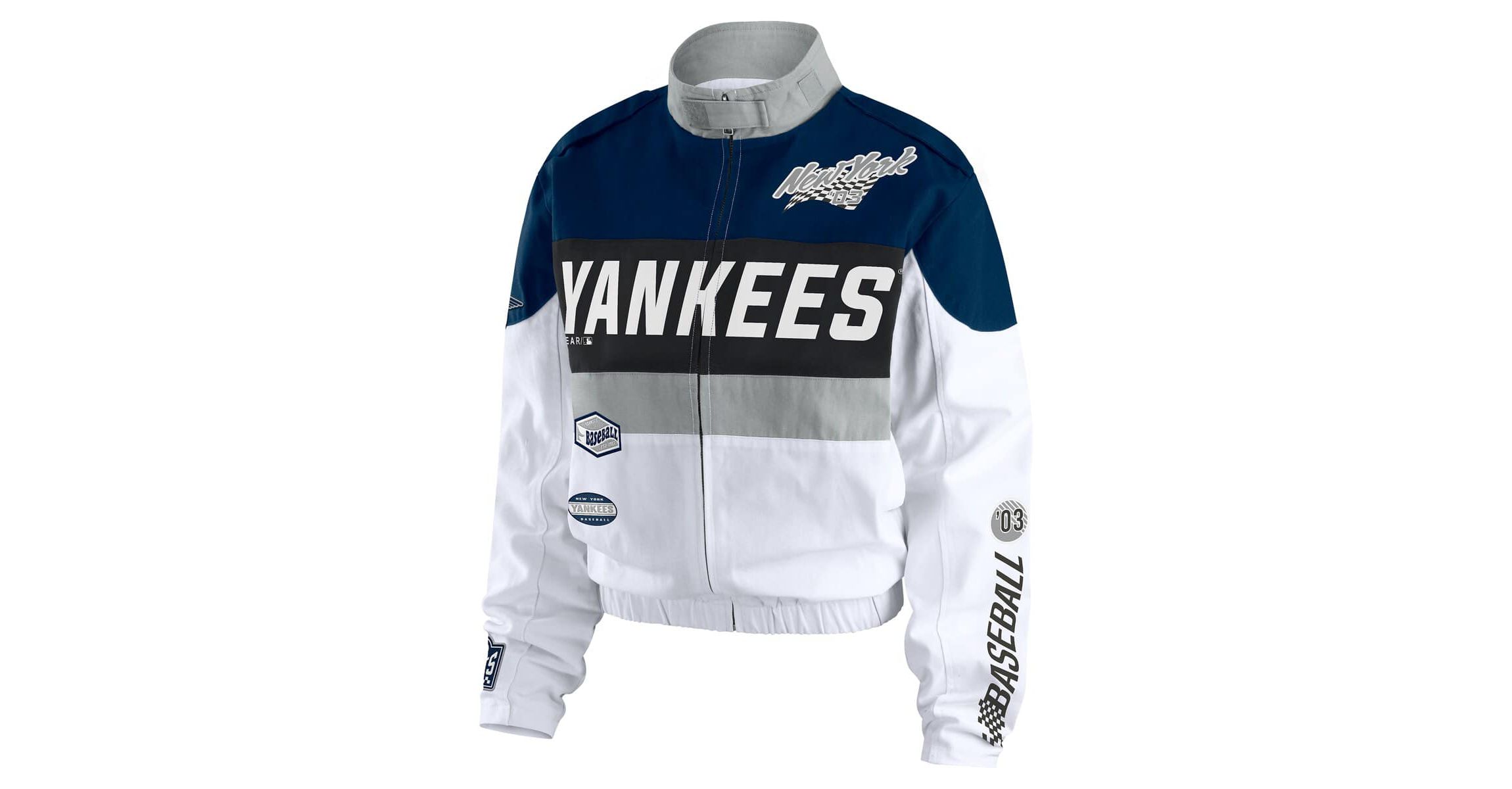 MLB Navy/White New York Yankees Racing Full-Zip Jacket