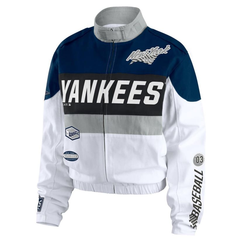 MLB Navy/White New York Yankees Racing Full-Zip Jacket