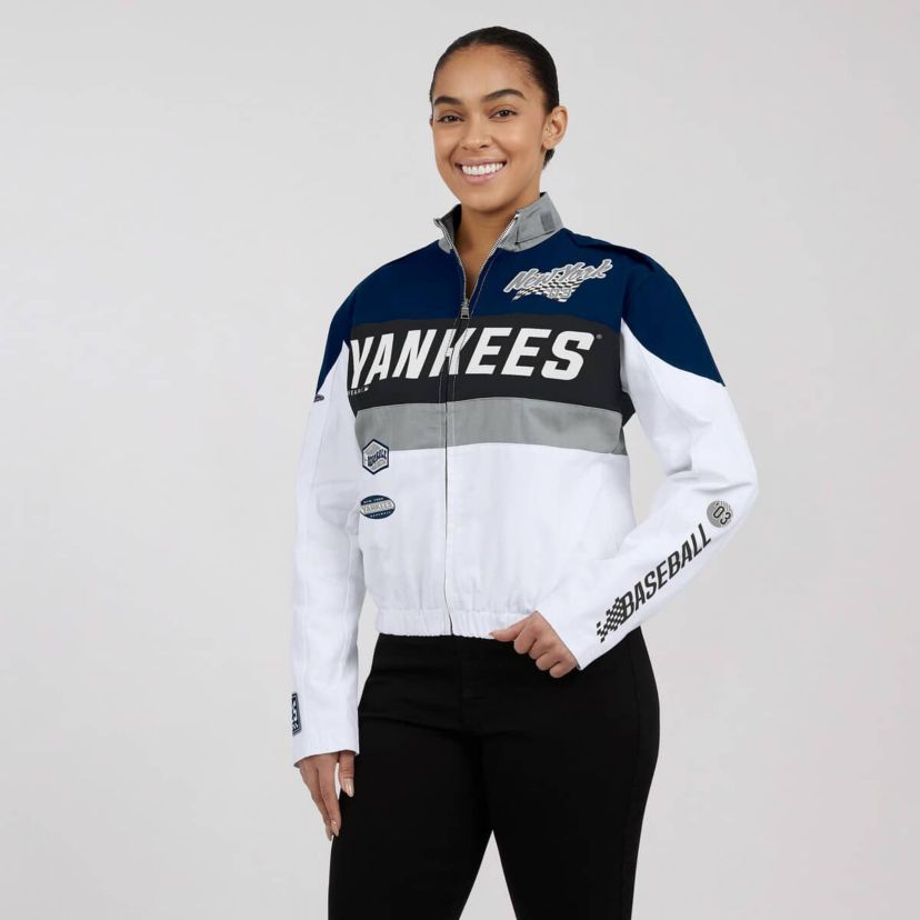MLB Navy/White New York Yankees Racing Full-Zip Jacket