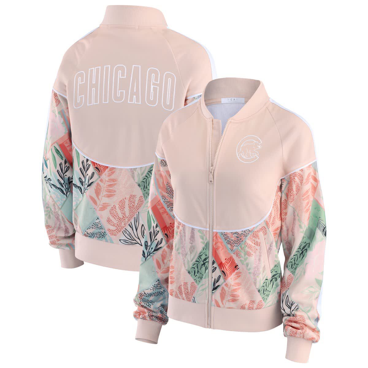 MLB Sand Chicago Cubs Raglan Full-Zip Track Jacket