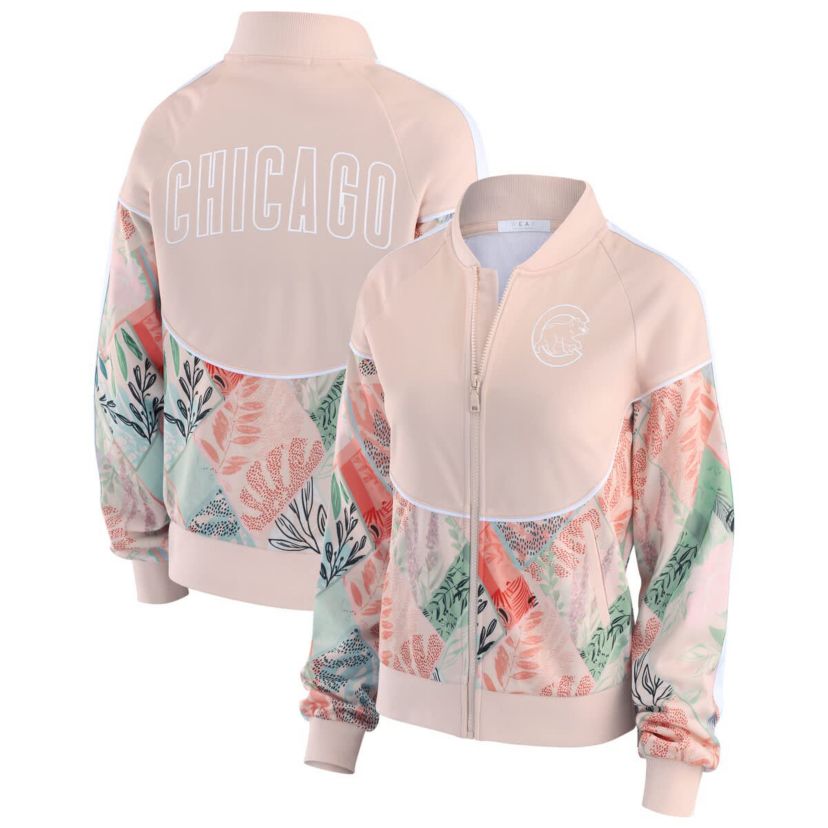 MLB Sand Chicago Cubs Raglan Full-Zip Track Jacket