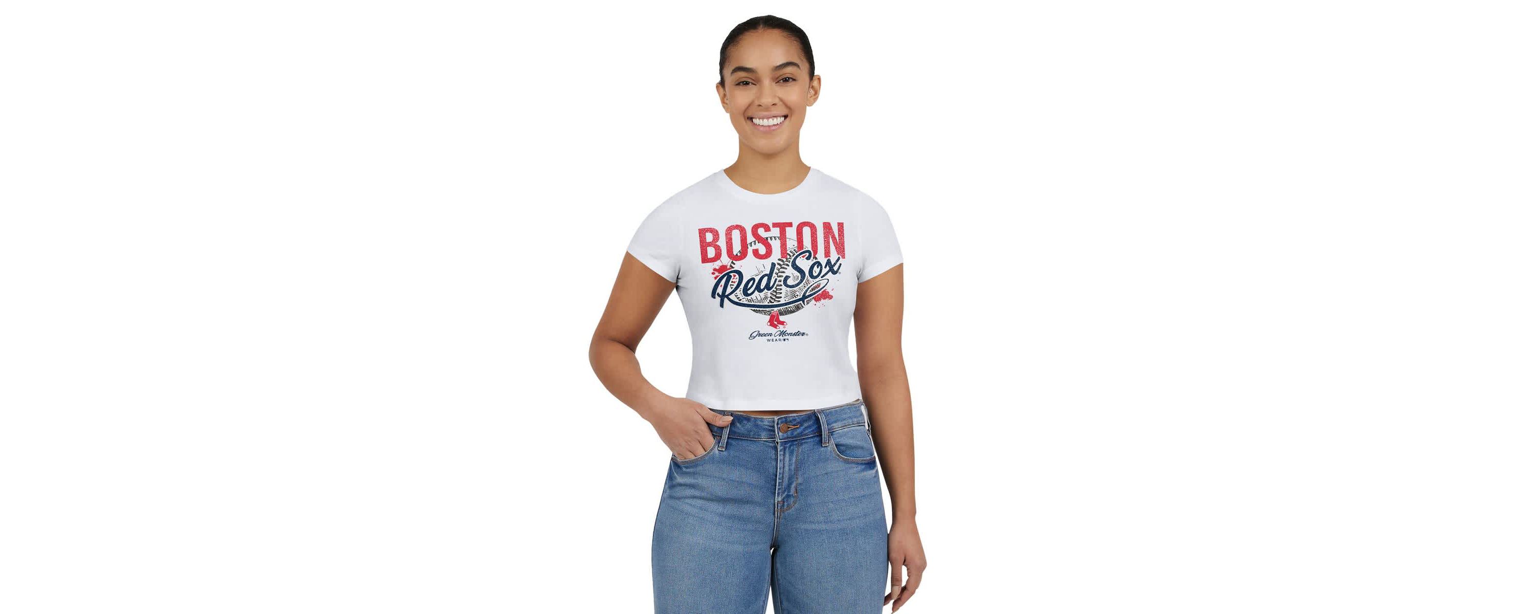 Boston Red Sox MLB Boston Sox Distressed Cropped Baby T-Shirt