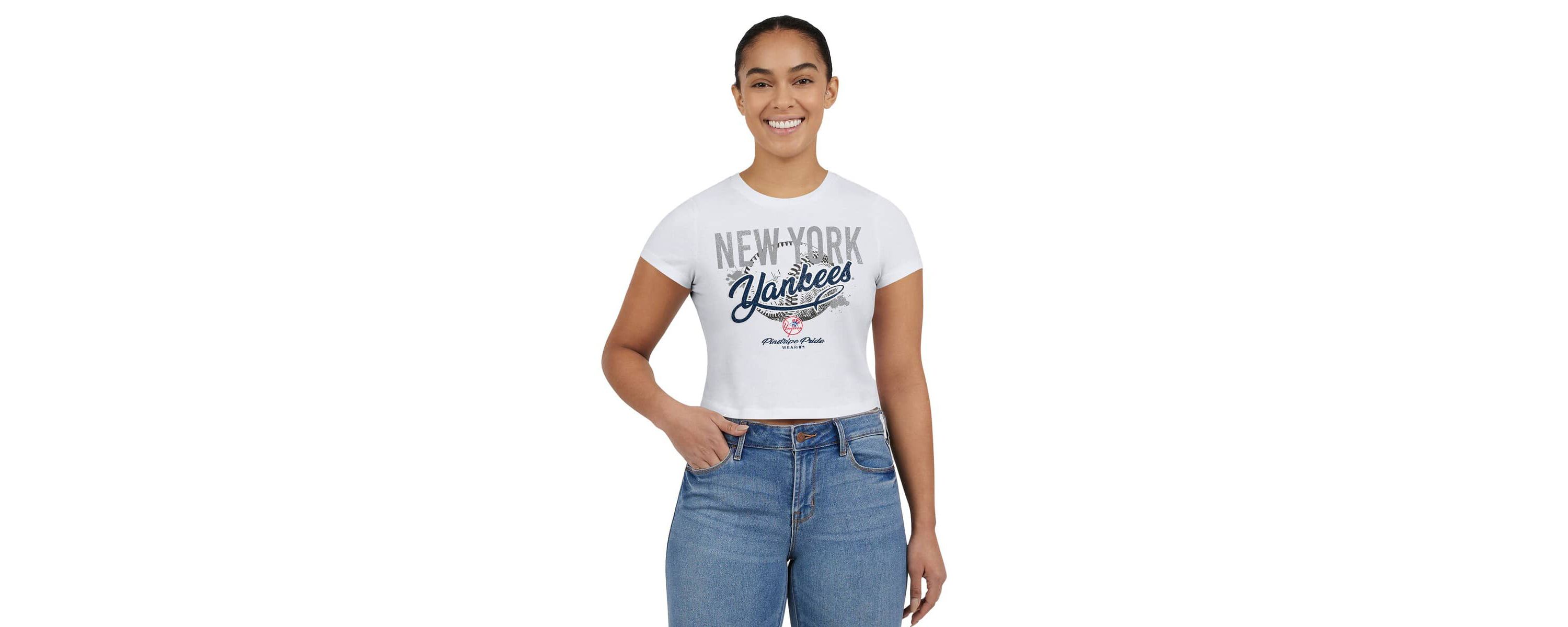 MLB New York Yankees Distressed Cropped Baby T-Shirt