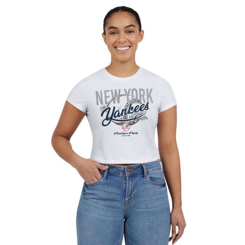 MLB New York Yankees Distressed Cropped Baby T-Shirt