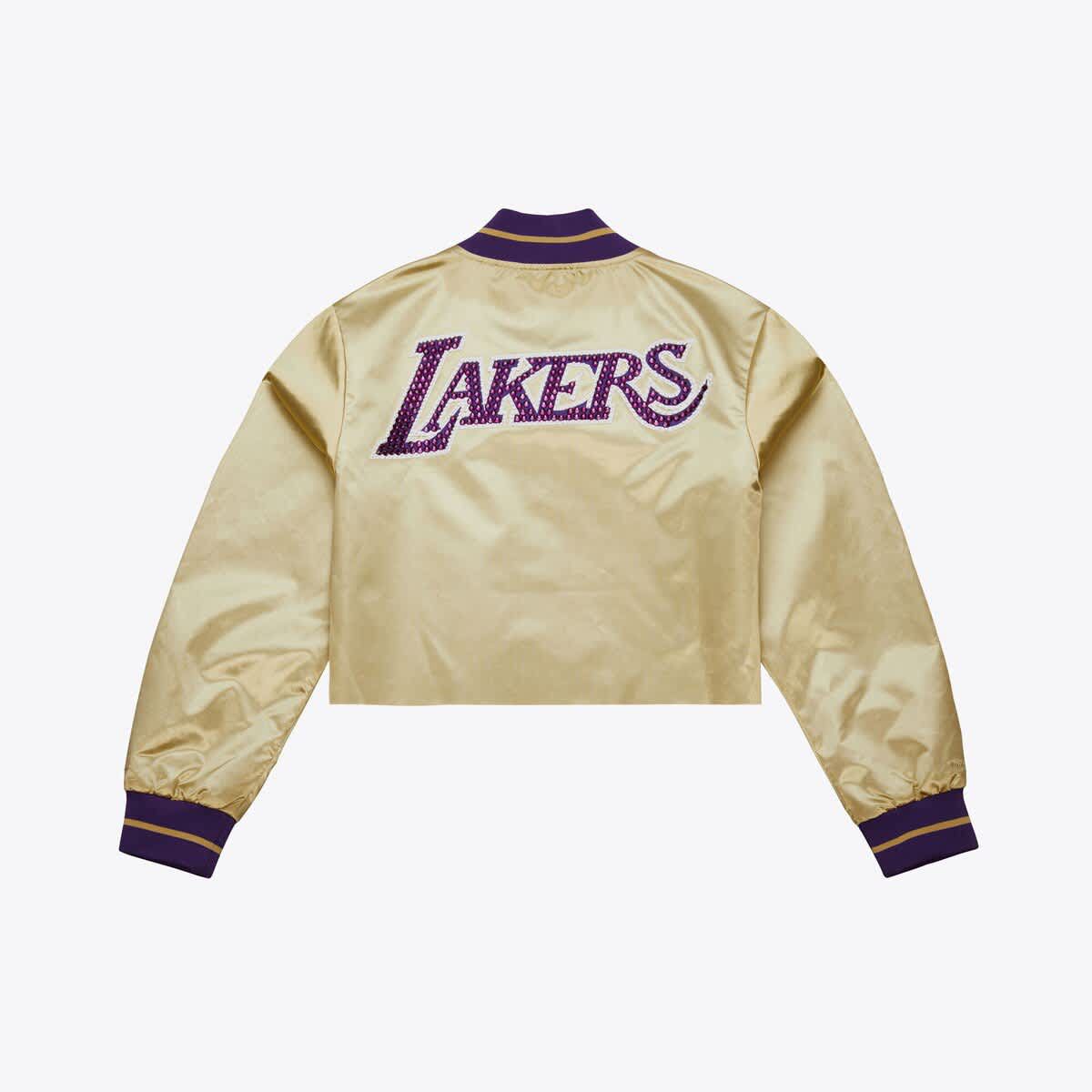 NBA x DANNIJO Los Angeles Lakers Cropped Satin Full-Snap Jacket