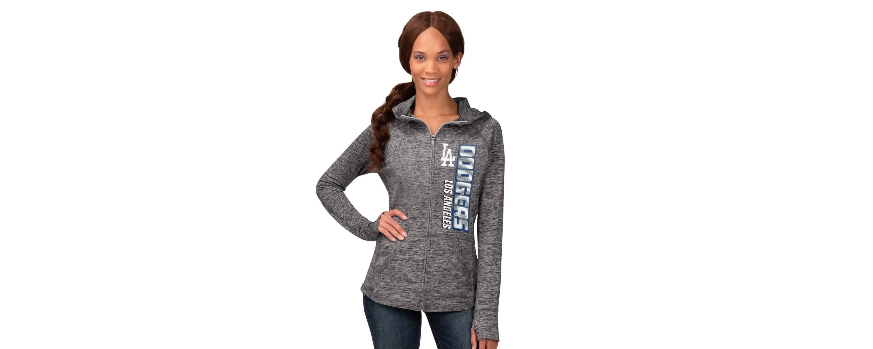 MLB Los Angeles Dodgers Defender Space Dye Raglan Full-Zip Hoodie
