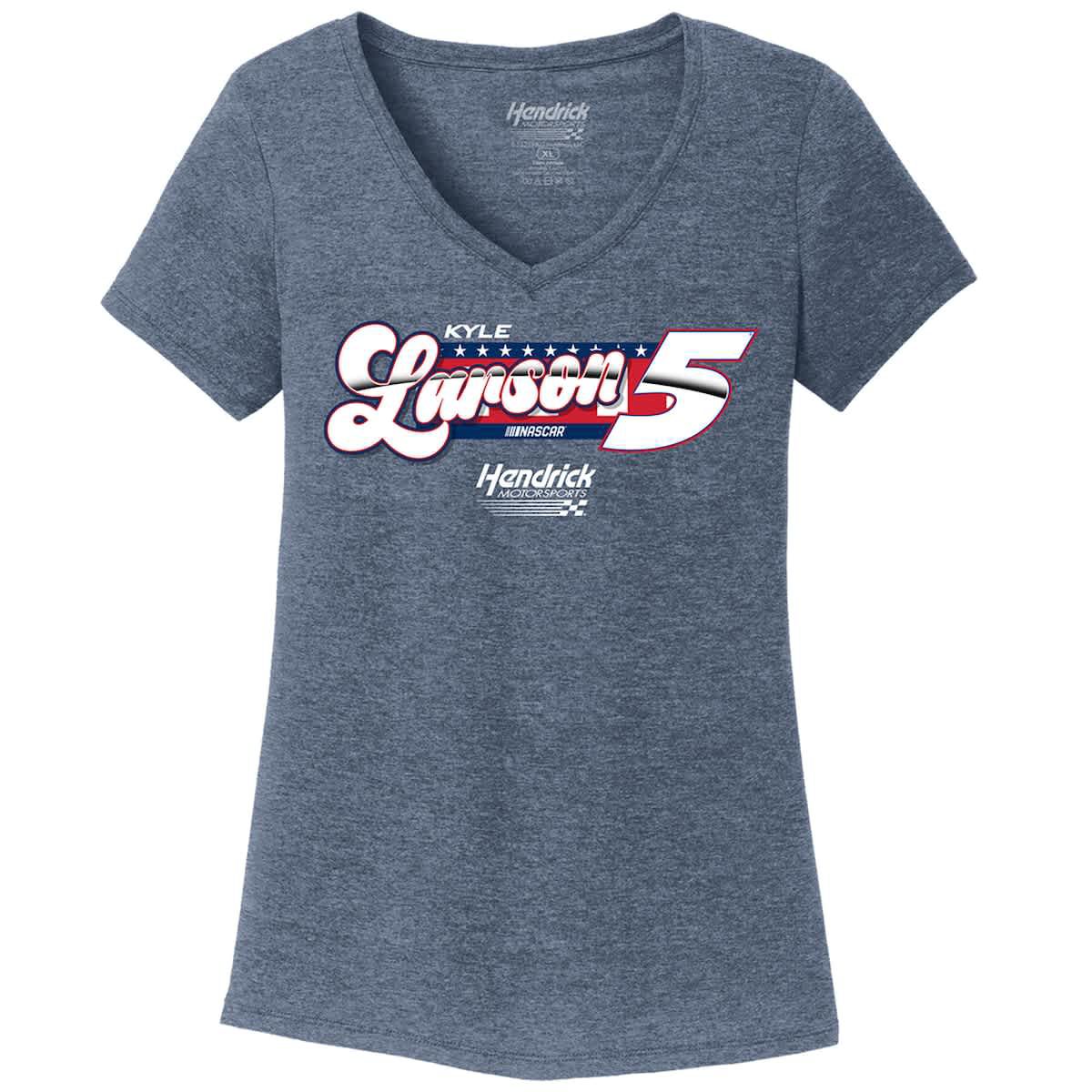 NASCAR Kyle Larson Tri-Blend V-Neck T-Shirt