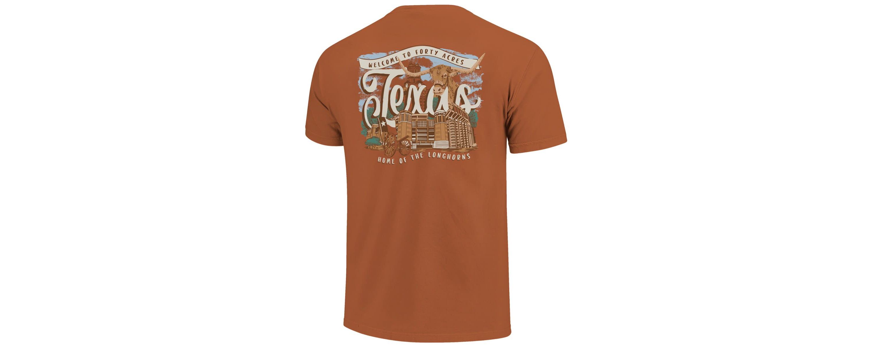 NCAA Texas Texas Longhorns Campus Scene Drawing Script T-Shirt