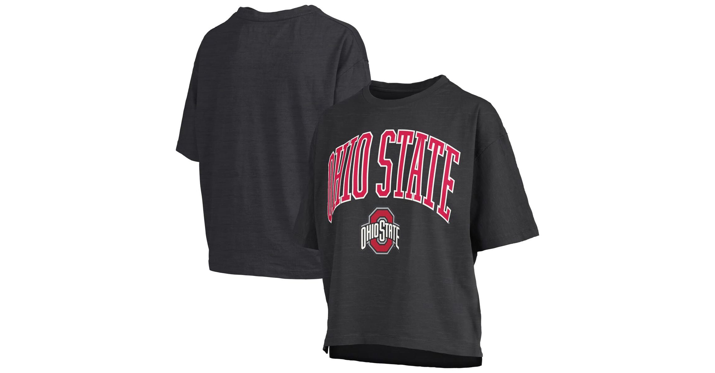 NCAA Ohio State Buckeyes Nelson Arch Over Logo Waist Length Oversized Slub T-Shirt