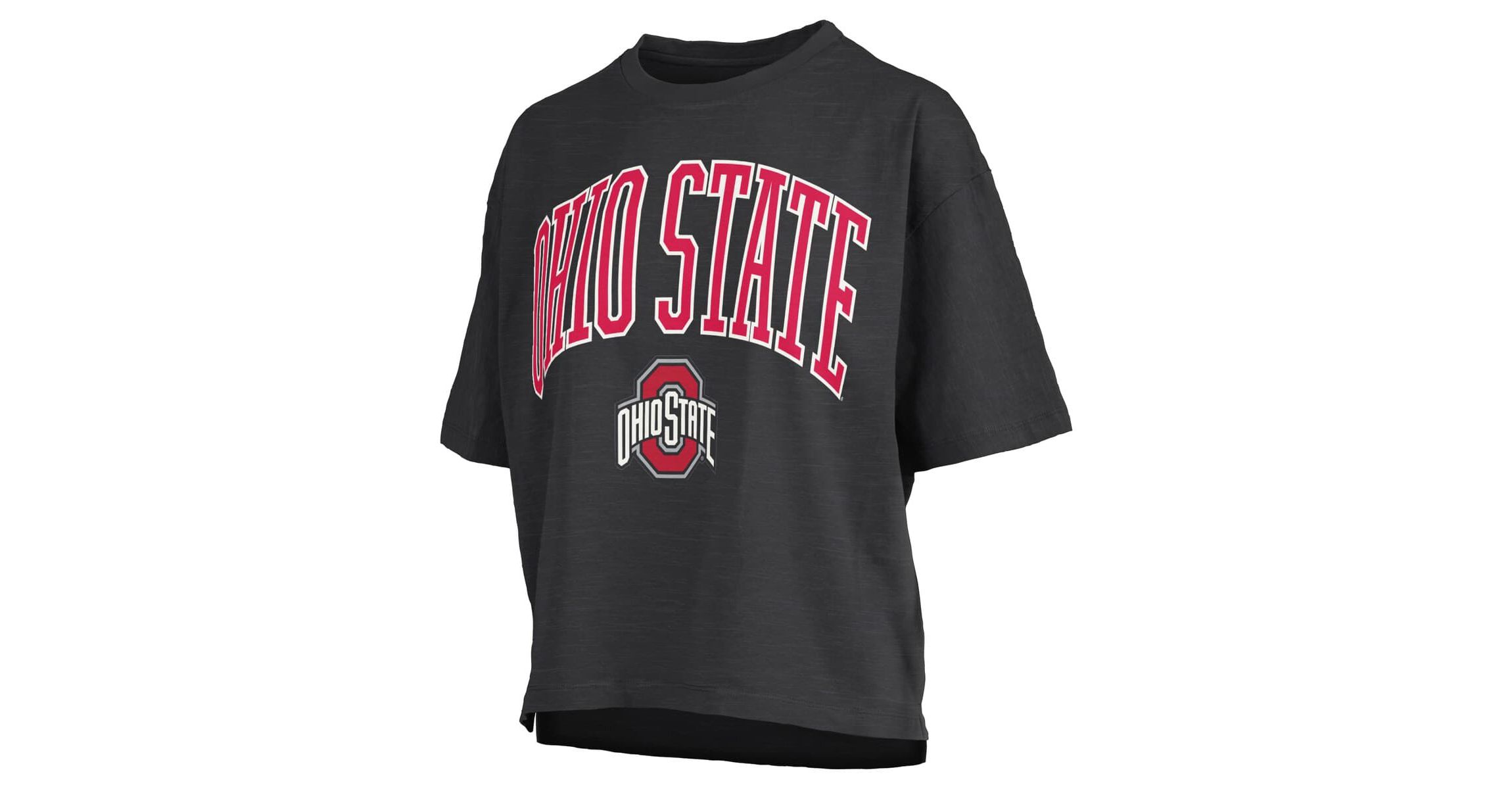 NCAA Ohio State Buckeyes Nelson Arch Over Logo Waist Length Oversized Slub T-Shirt