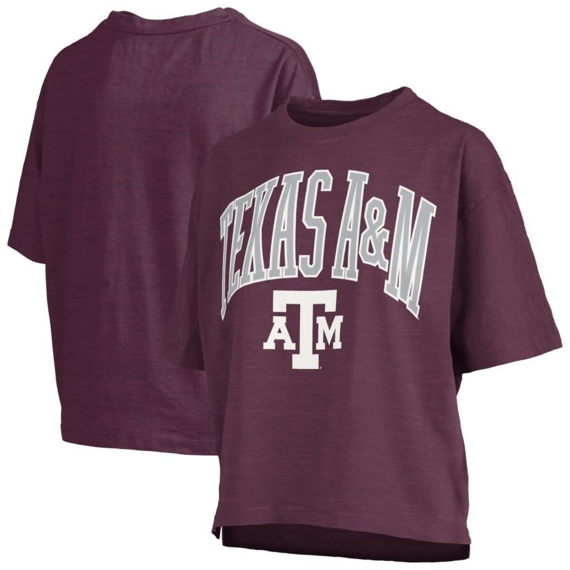 NCAA Texas A&M Aggies Nelson Arch Over Logo Waist Length Oversized Slub T-Shirt