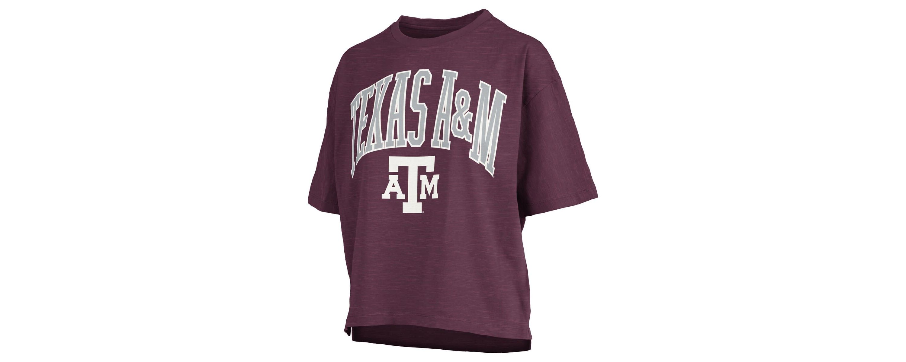 NCAA Texas A&M Aggies Nelson Arch Over Logo Waist Length Oversized Slub T-Shirt