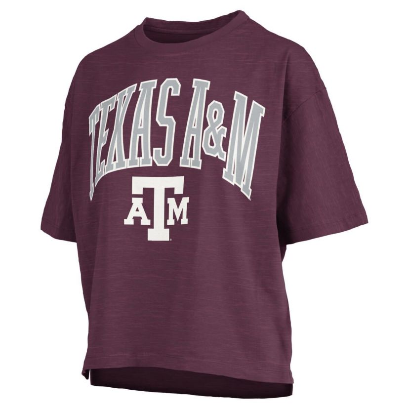 NCAA Texas A&M Aggies Nelson Arch Over Logo Waist Length Oversized Slub T-Shirt