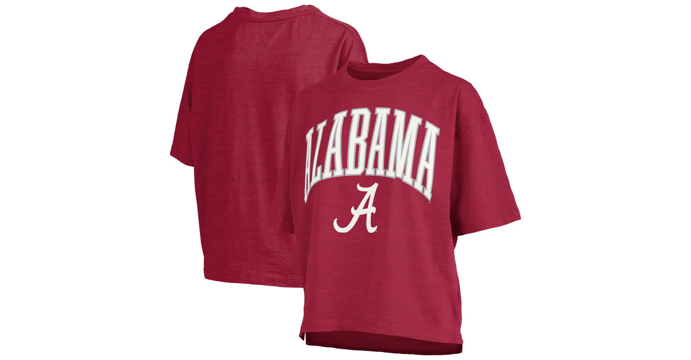 Alabama Crimson Tide NCAA Alabama Tide Nelson Arch Over Logo Waist Length Oversized Slub T-Shirt