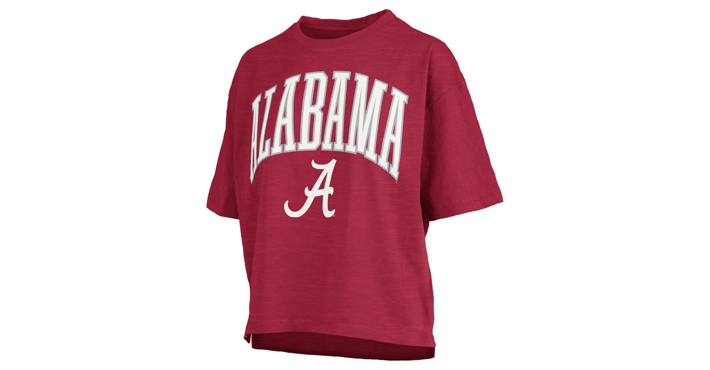 Alabama Crimson Tide NCAA Alabama Tide Nelson Arch Over Logo Waist Length Oversized Slub T-Shirt