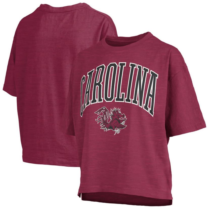 NCAA South Carolina Gamecocks Nelson Arch Over Logo Waist Length Oversized Slub T-Shirt