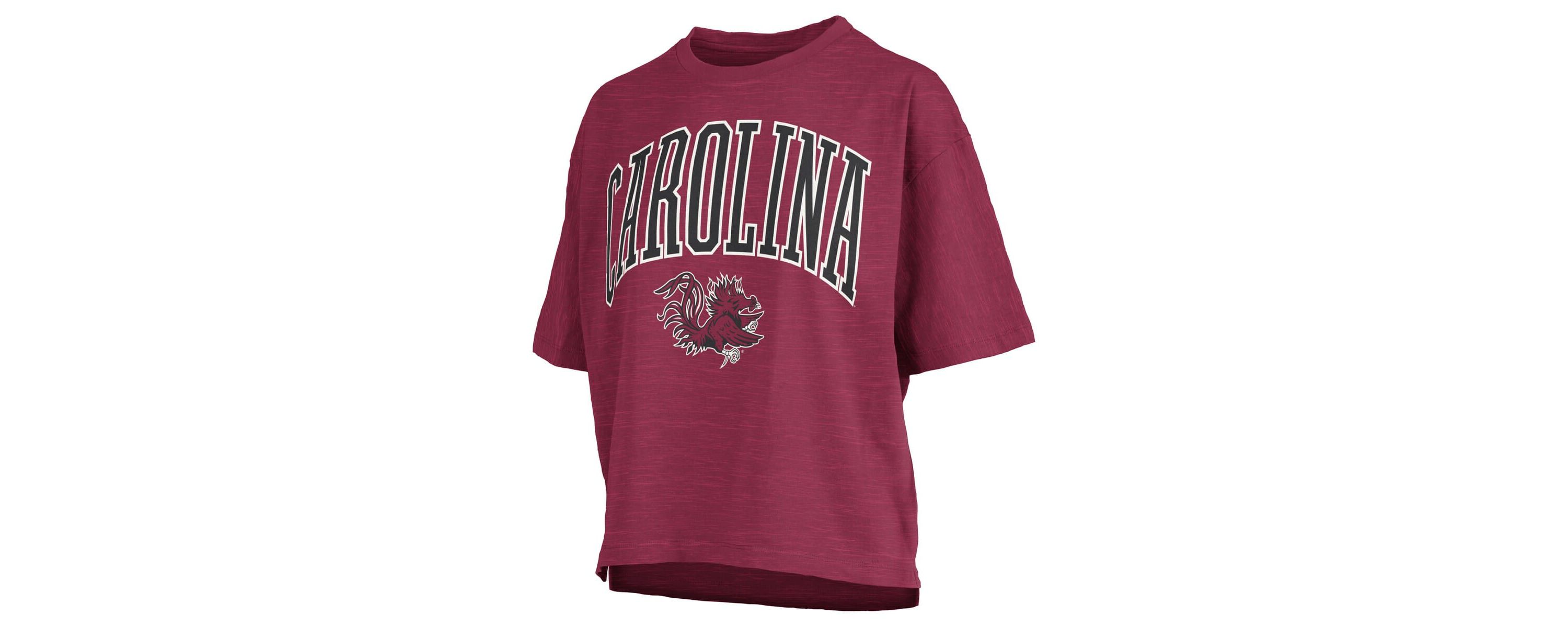 NCAA South Carolina Gamecocks Nelson Arch Over Logo Waist Length Oversized Slub T-Shirt