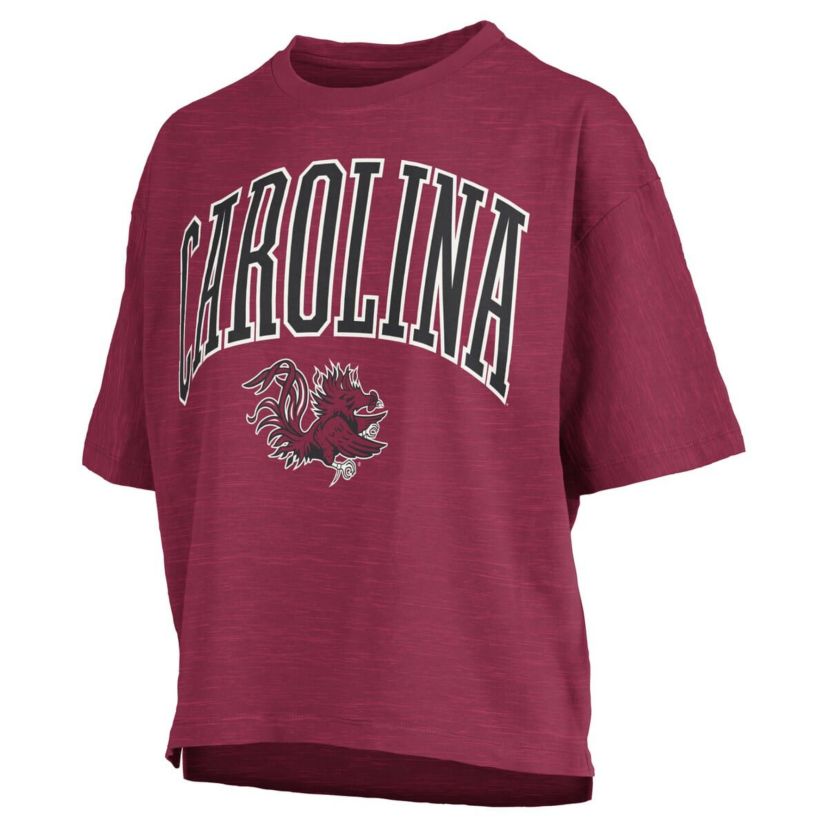 NCAA South Carolina Gamecocks Nelson Arch Over Logo Waist Length Oversized Slub T-Shirt