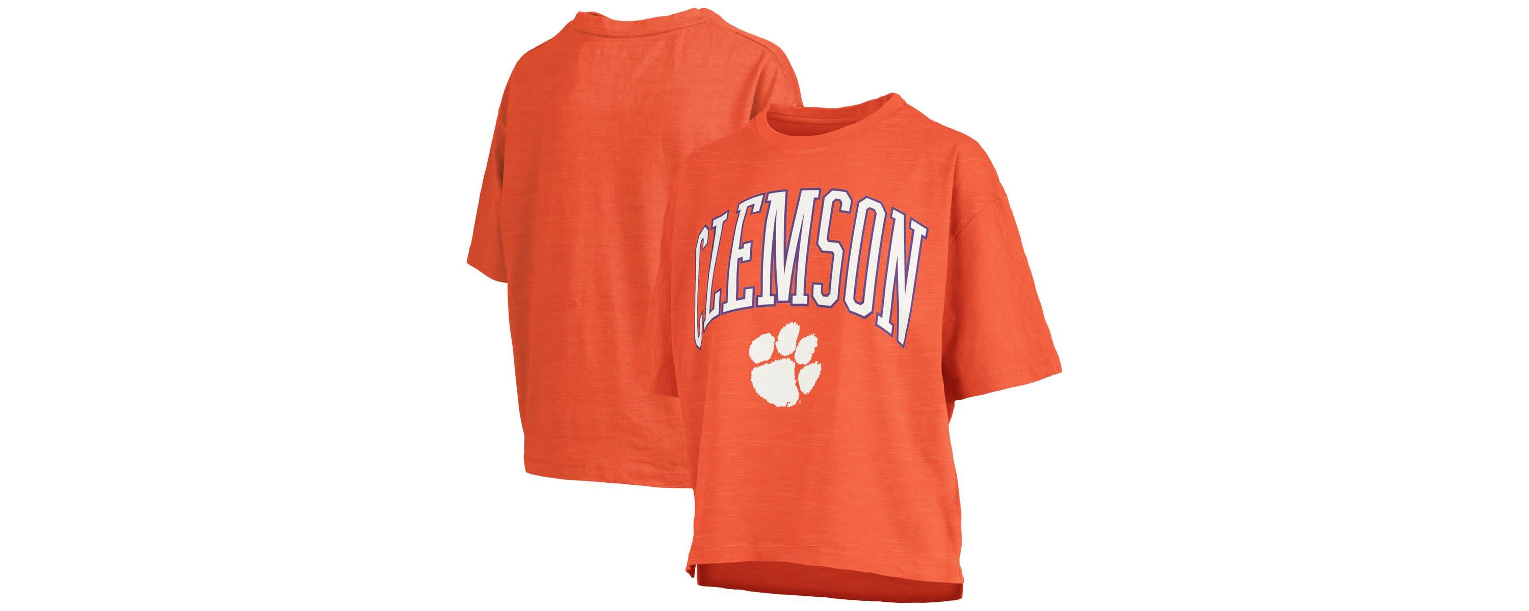 NCAA Clemson Tigers Nelson Arch Over Logo Waist Length Oversized Slub T-Shirt
