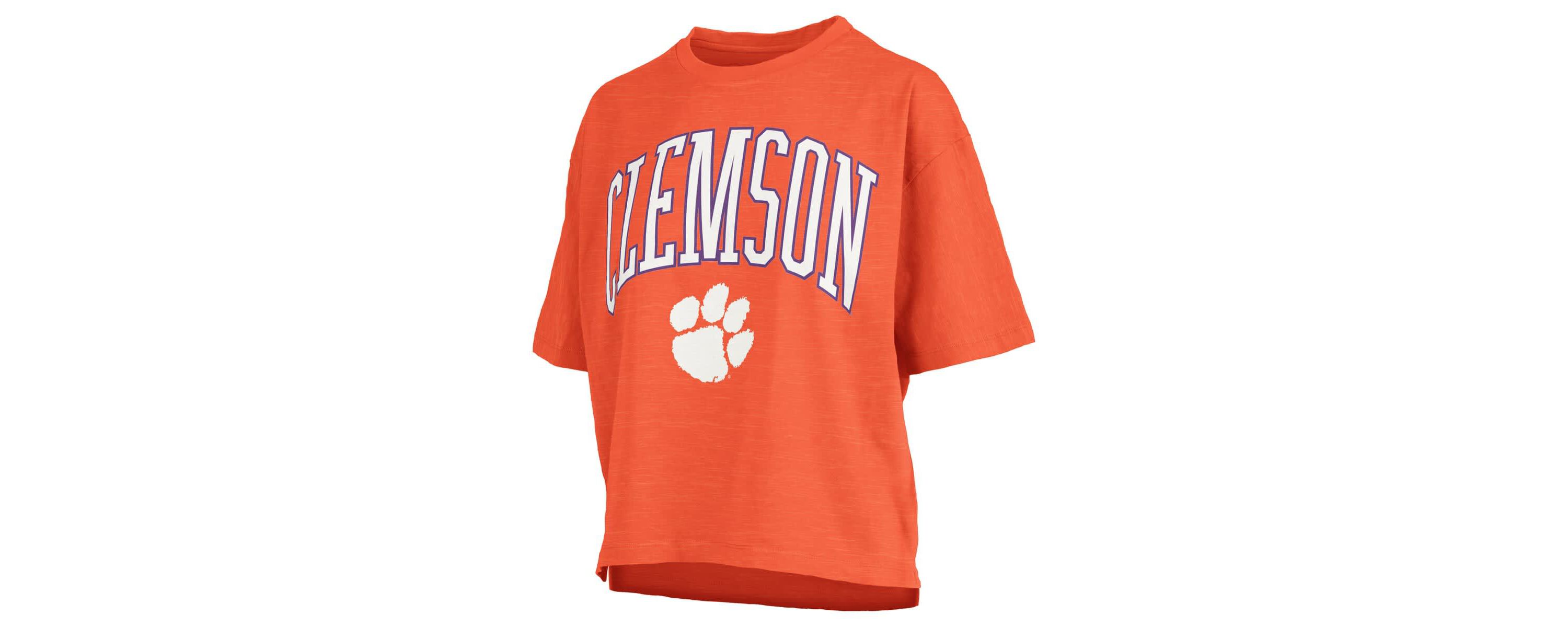 NCAA Clemson Tigers Nelson Arch Over Logo Waist Length Oversized Slub T-Shirt