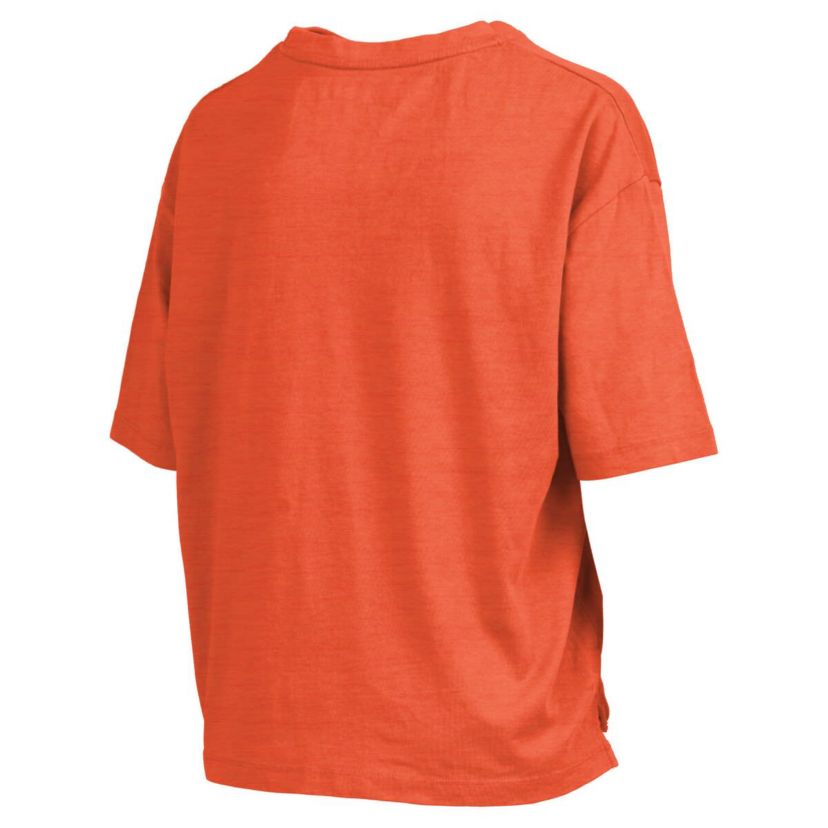 NCAA Clemson Tigers Nelson Arch Over Logo Waist Length Oversized Slub T-Shirt