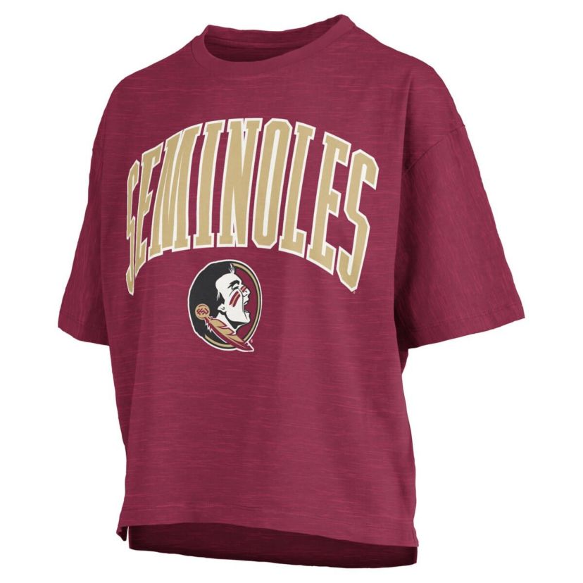NCAA Florida State Seminoles Nelson Arch Over Logo Waist Length Oversized Slub T-Shirt