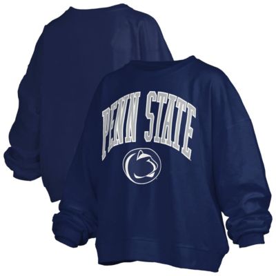 Pressbox NCAA Penn State Nittany Lions Janise Arch Over Logo Waist Length Oversized Pullover Sweatshirt, Navy Blue, Medium