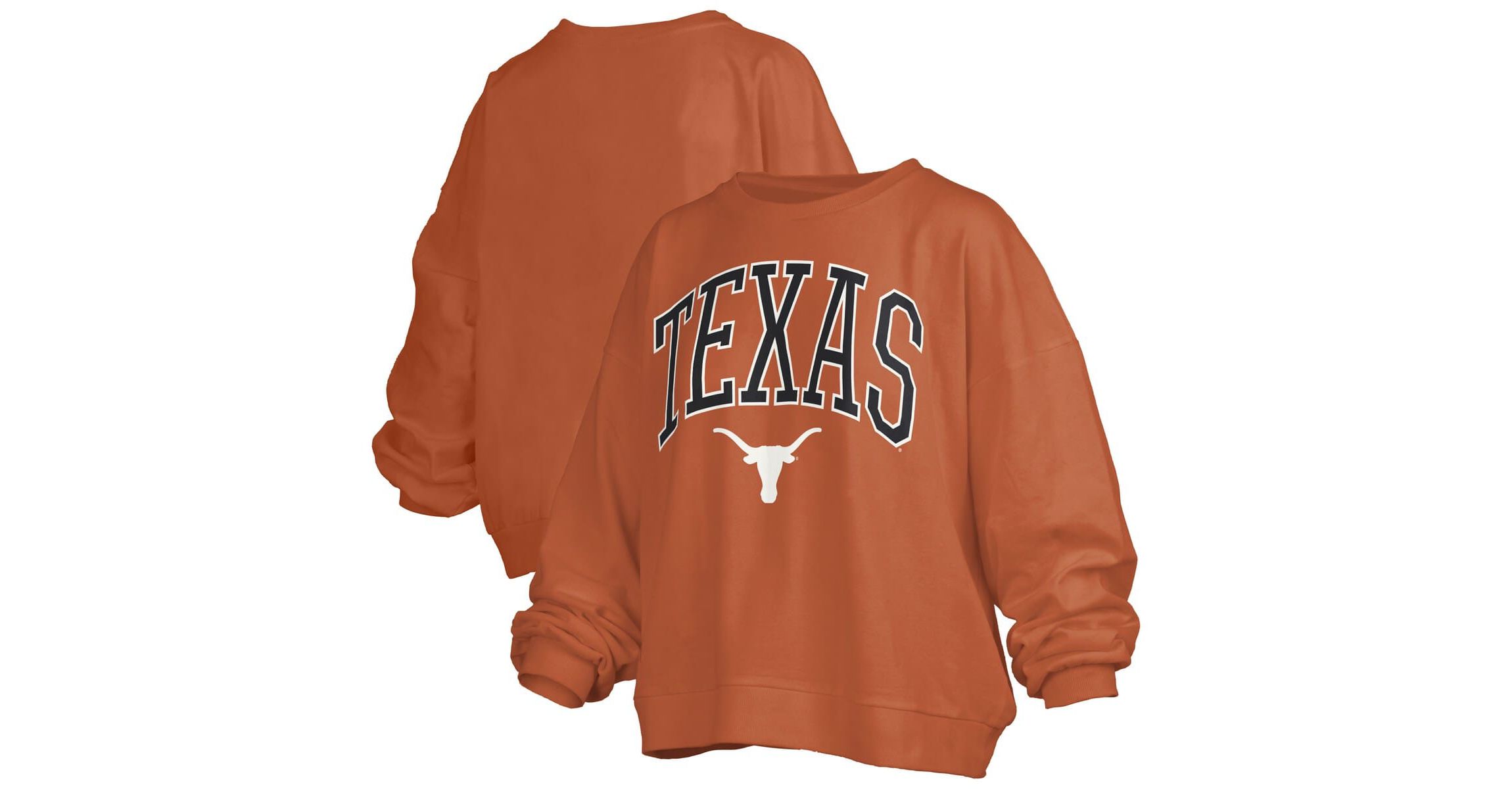 NCAA Texas Texas Longhorns Janise Arch Over Logo Waist Length Oversized Pullover Sweatshirt