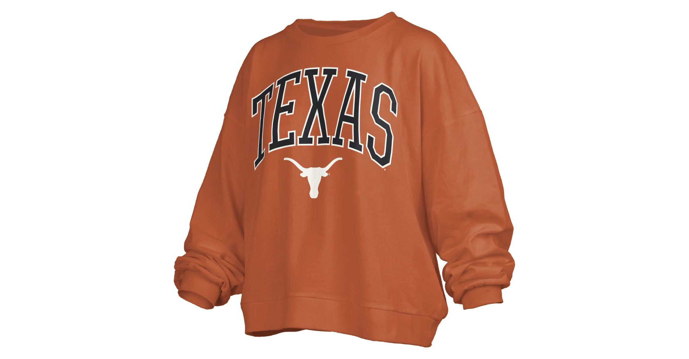 NCAA Texas Texas Longhorns Janise Arch Over Logo Waist Length Oversized Pullover Sweatshirt