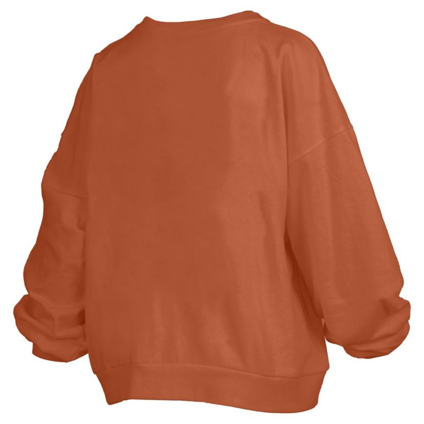 NCAA Texas Texas Longhorns Janise Arch Over Logo Waist Length Oversized Pullover Sweatshirt