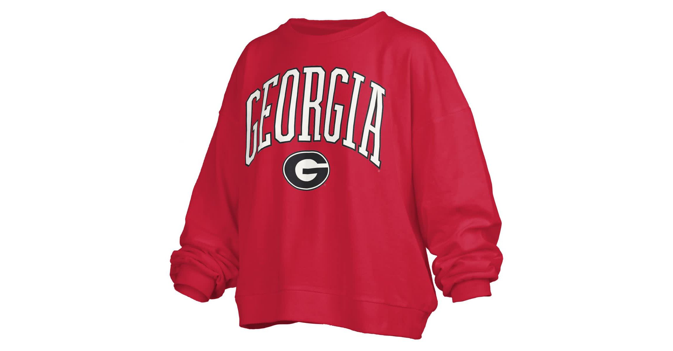 NCAA Georgia Bulldogs Janise Arch Over Logo Waist Length Oversized Pullover Sweatshirt