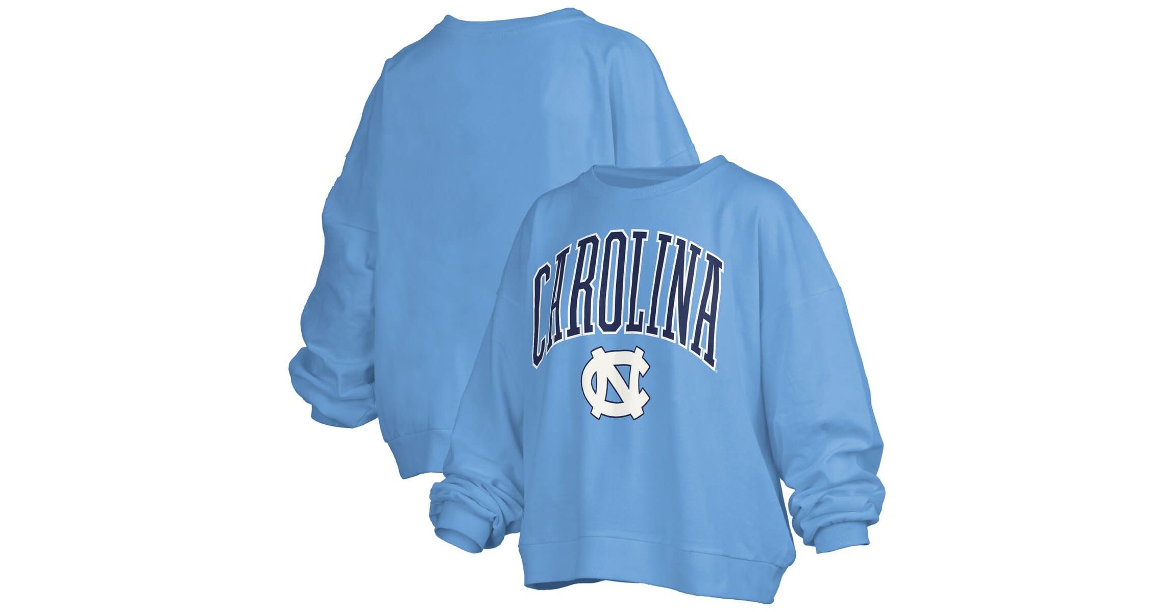NCAA Carolina North Carolina Tar Heels Janise Arch Over Logo Waist Length Oversized Pullover Sweatshirt