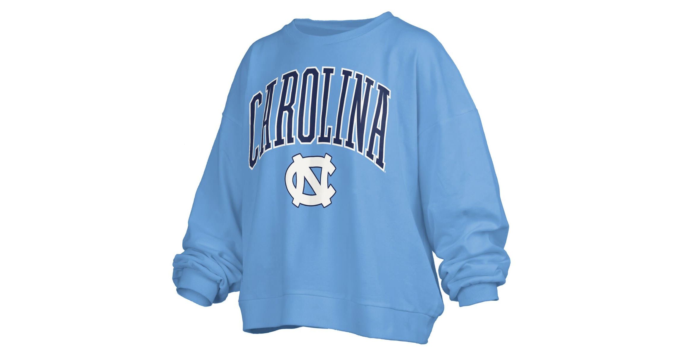NCAA Carolina North Carolina Tar Heels Janise Arch Over Logo Waist Length Oversized Pullover Sweatshirt
