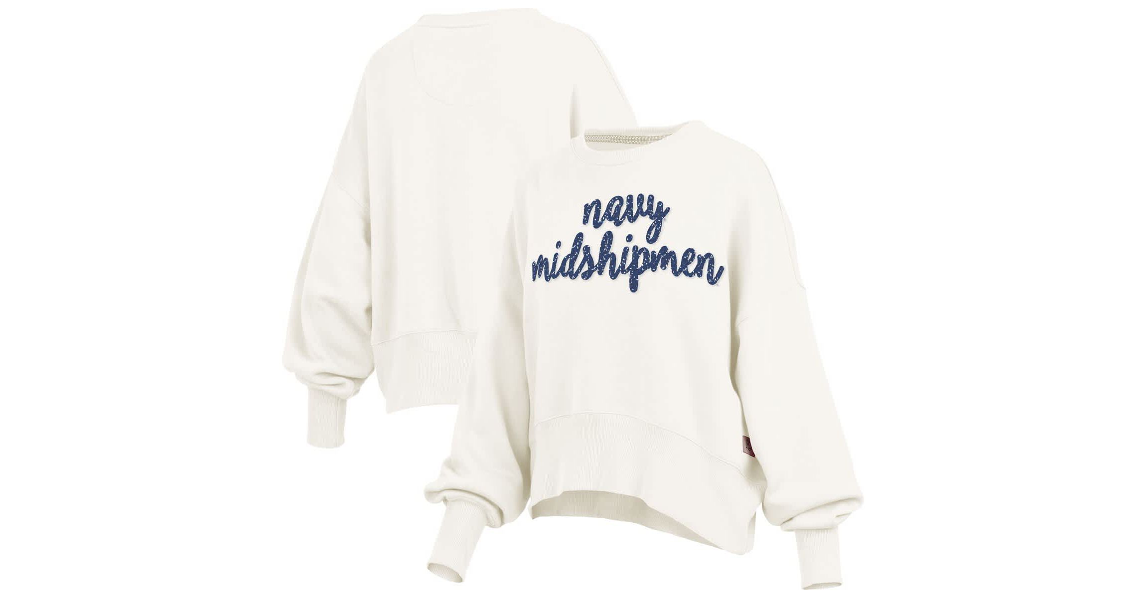 Navy Midshipmen NCAA Midshipmen Oversized Chelsea Waist Length Pullover Sweatshirt