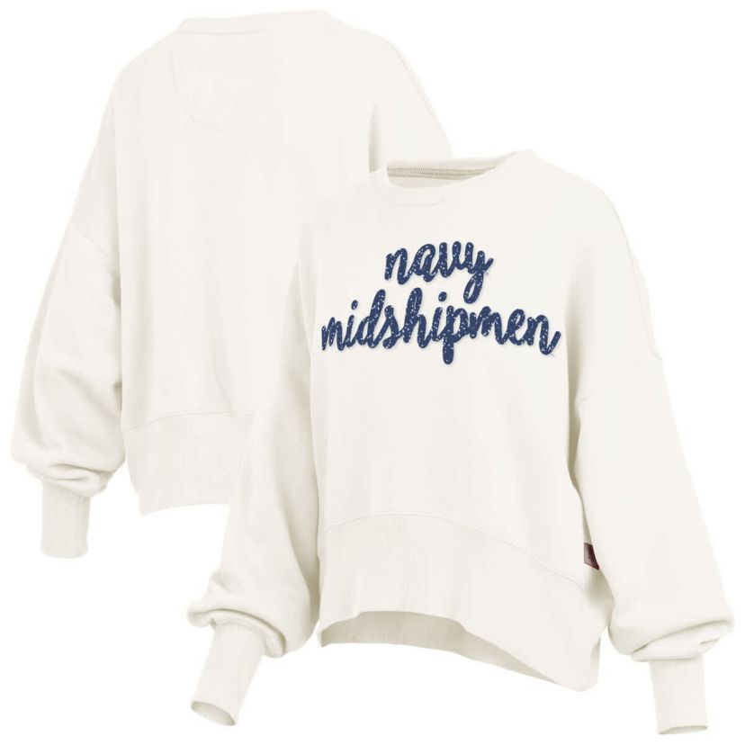 Navy Midshipmen NCAA Midshipmen Oversized Chelsea Waist Length Pullover Sweatshirt