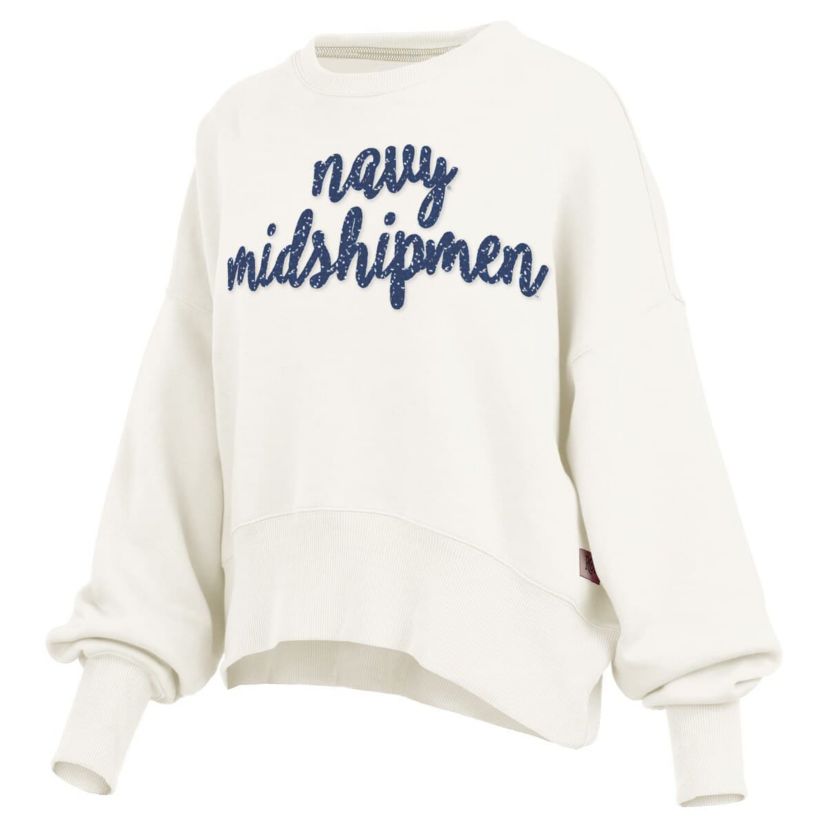 Navy Midshipmen NCAA Midshipmen Oversized Chelsea Waist Length Pullover Sweatshirt