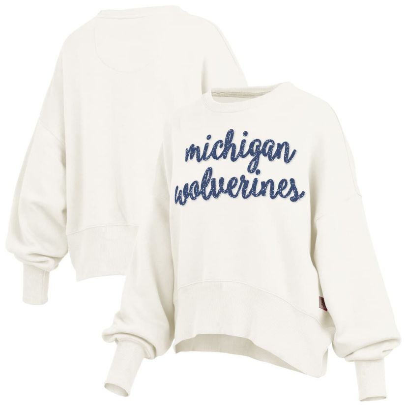 NCAA Michigan Wolverines Oversized Chelsea Waist Length Pullover Sweatshirt