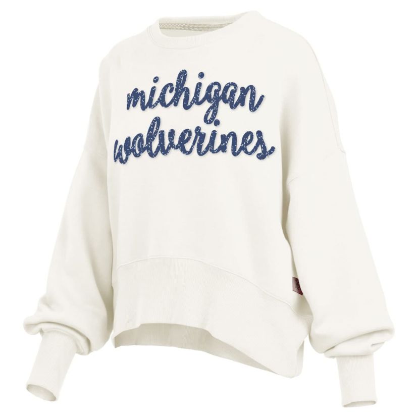 NCAA Michigan Wolverines Oversized Chelsea Waist Length Pullover Sweatshirt