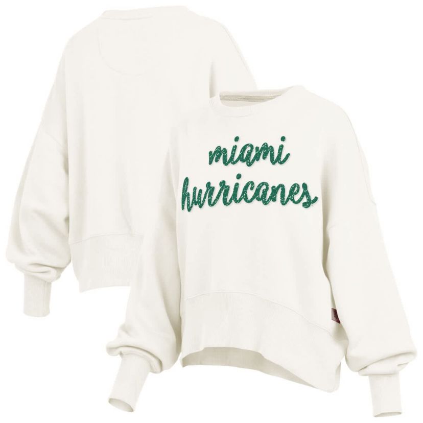 Miami (FL) Hurricanes NCAA Miami Hurricanes Oversized Chelsea Waist Length Pullover Sweatshirt