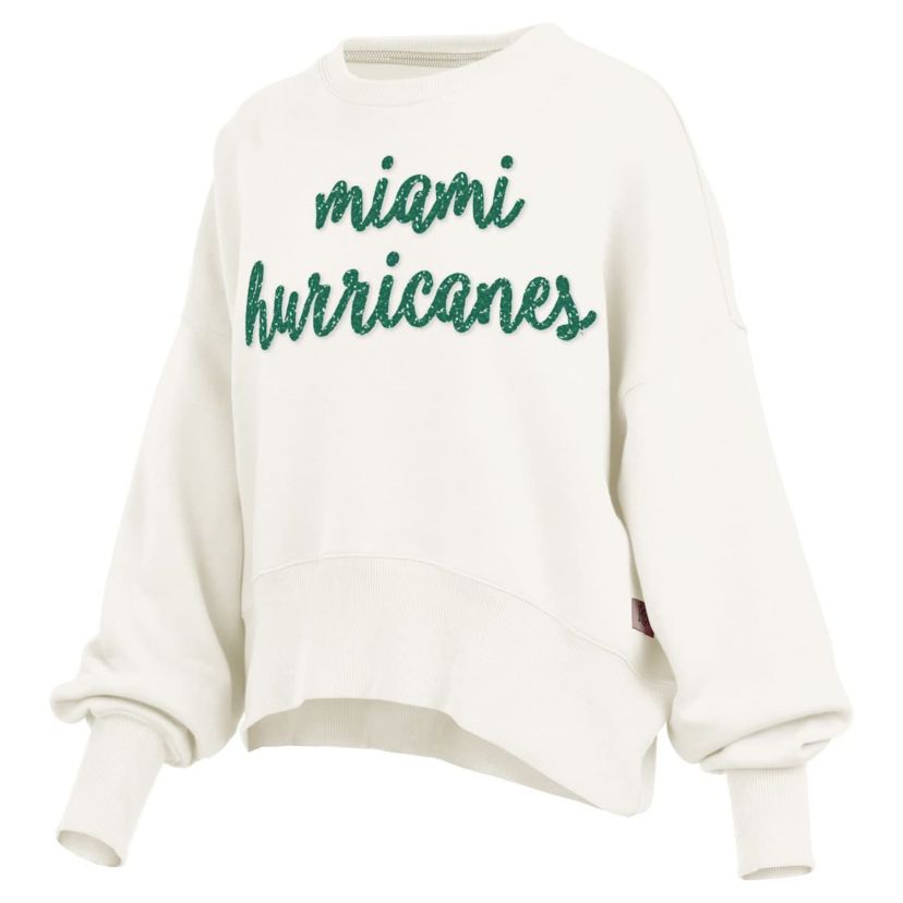 Miami (FL) Hurricanes NCAA Miami Hurricanes Oversized Chelsea Waist Length Pullover Sweatshirt