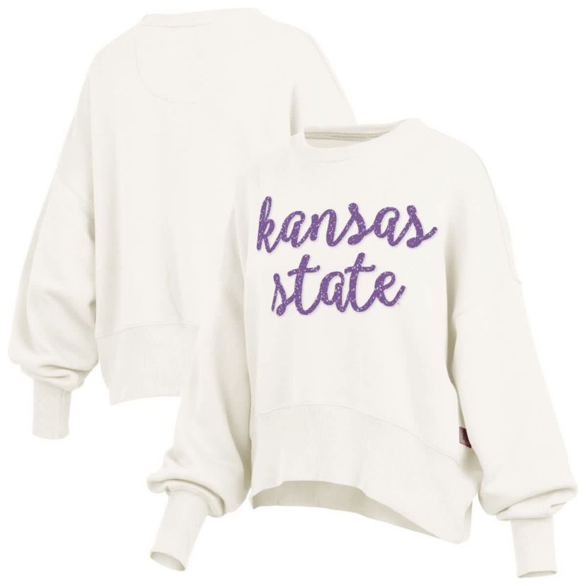 NCAA Kansas State Wildcats Oversized Chelsea Waist Length Pullover Sweatshirt