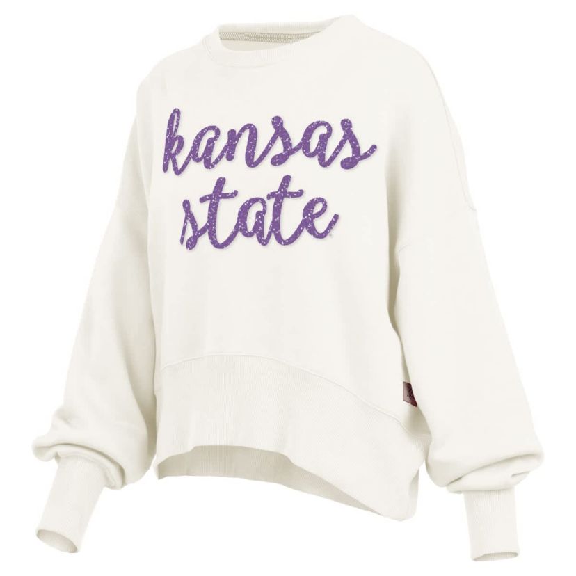 NCAA Kansas State Wildcats Oversized Chelsea Waist Length Pullover Sweatshirt