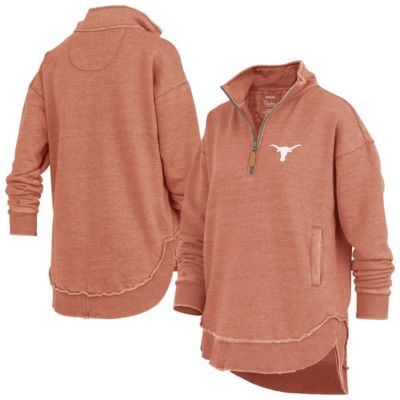 Pressbox Women's NCAA Burnt Texas Longhorns Northfork Sojourn Poncho Quarter-Zip Sweatshirt, Orange, XL