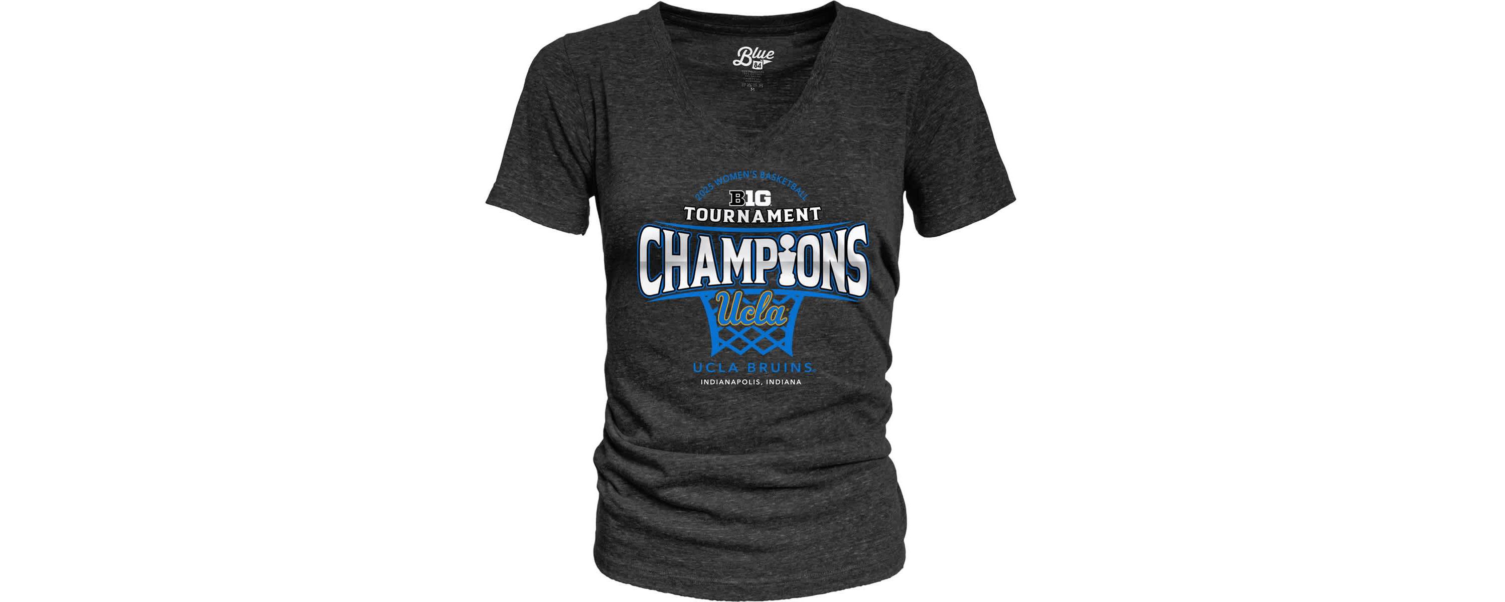 NCAA UCLA Bruins 2025 Big Ten Basketball Conference Tournament s Locker Room Tri-Blend V-Neck T-Shirt