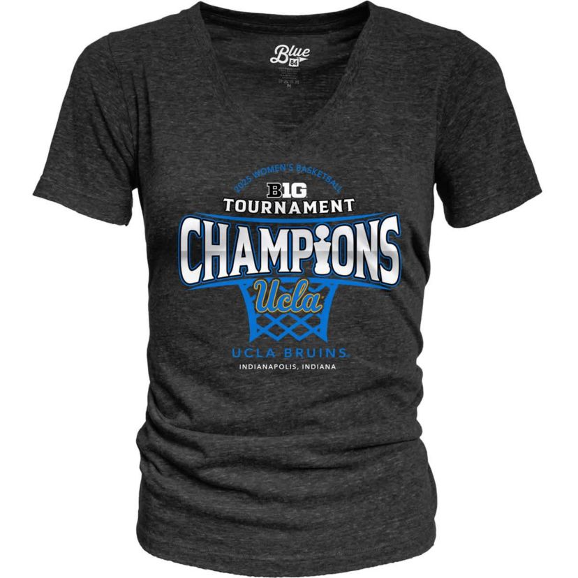 NCAA UCLA Bruins 2025 Big Ten Basketball Conference Tournament s Locker Room Tri-Blend V-Neck T-Shirt