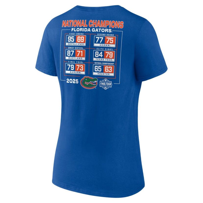NCAA Fanatics Florida Gators 2025 NCAA Basketball National s Schedule V-Neck T-Shirt