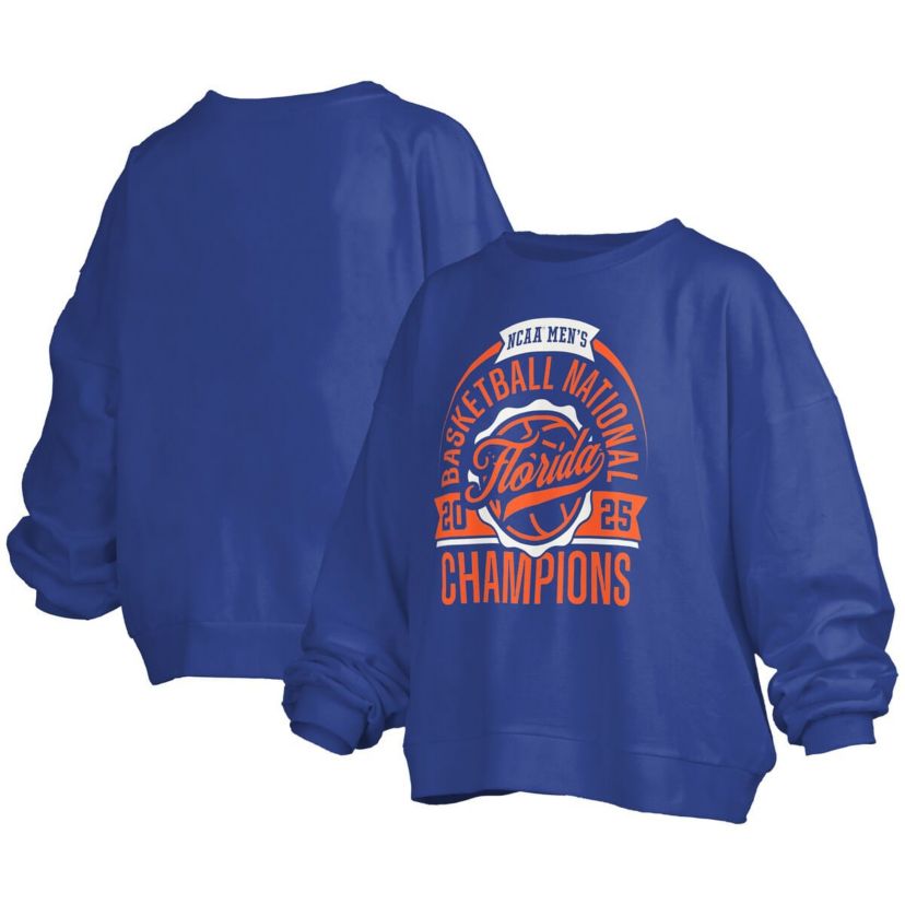 NCAA Florida Gators 2025 NCAA Basketball National s Barkley Janice Oversized Fleece Pullover Sweatshirt